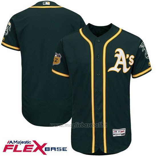 Maglia Baseball Uomo Oakland Athletics Oakland Verde 2017 Allenamento Primaverile Flex Base